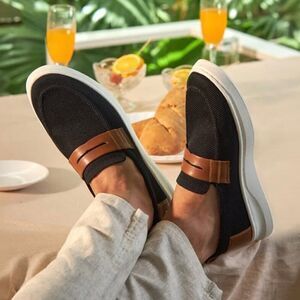 Ballestri Bzero Men's Casual Penny Loafers Slip-On Black Shoes Size 44 NWOT